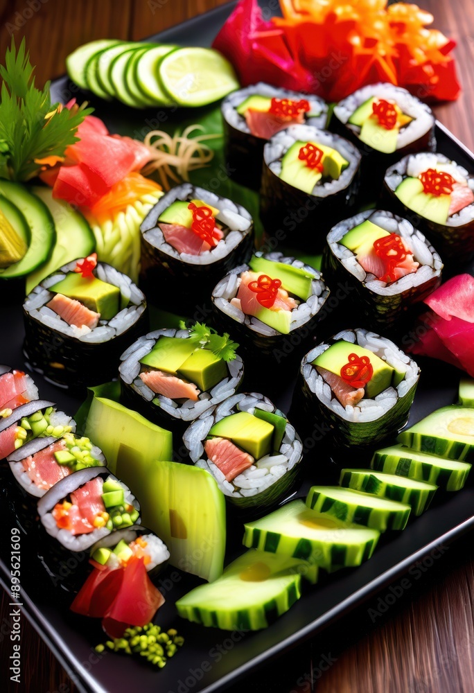 deliciously spicy tuna rolls vibrant colors fresh ingredients served plate garnished wasabi soy sauce, sushi, seaweed, rice, fish, meal, food, appetizer, japanese deliciously spicy tuna rolls vibrant colors fresh ingredients served plate garnished wasabi soy sauce, sushi, seaweed, rice, fish, meal, food, appetizer, japanese