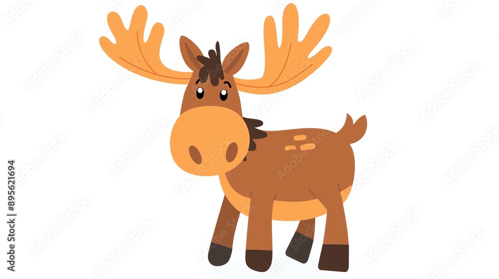 Create a clipart of a Majestic Moose A moose with a cartoonishly large antler crownin a kawaii style, simplified to feature fewer elements for a cleaner look, Use a color palette that is appeal Create a clipart of a Majestic Moose A moose with a cartoonishly large antler crownin a kawaii style, simplified to feature fewer elements for a cleaner look, Use a color palette that is appeal