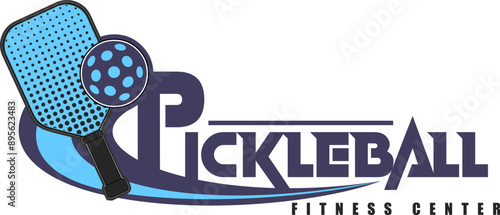 PickleBall Graphic Design Logo With Paddle And Ball. Vector Hand Drawn Illustration Isolated On Transparent Background