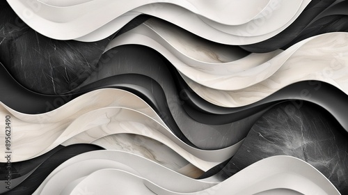  A stunning B&W abstract wallpaper featuring wavy white and black lines at the base