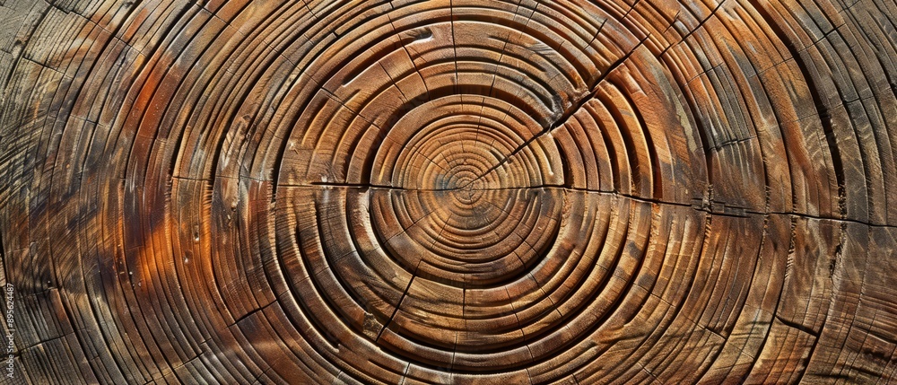 Fototapeta premium Panoramic close-up, high detail scan of concentric circles texture, Generative AI