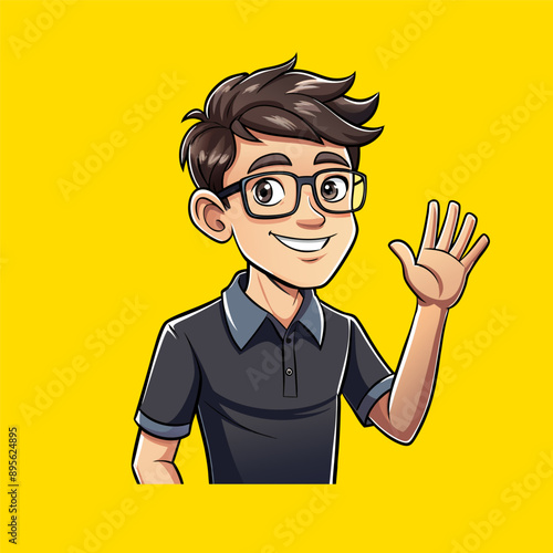 vector illustration of a handsome man saying hello
