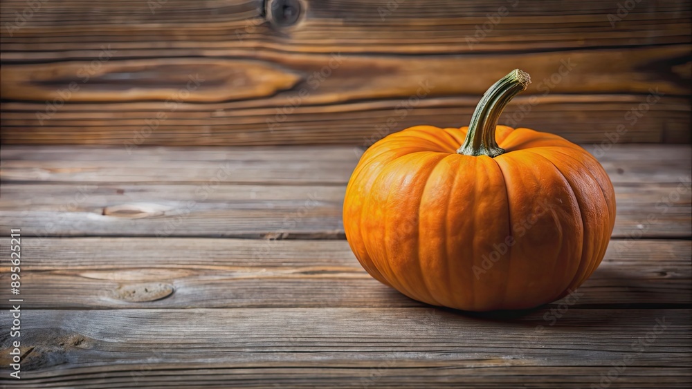 Close-up of a ripe orange pumpkin on a rustic wooden surface, pumpkin, Halloween, autumn, harvest, organic Close-up of a ripe orange pumpkin on a rustic wooden surface, pumpkin, Halloween, autumn, harvest, organic