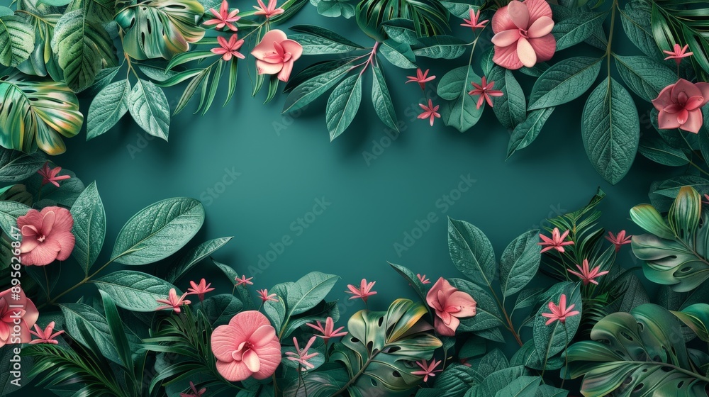 botanical banner background 3d render botanical banner background 3d render
