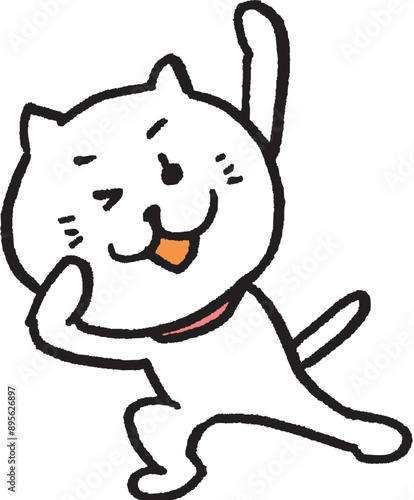 かわいい女子猫キャラの日常イラスト