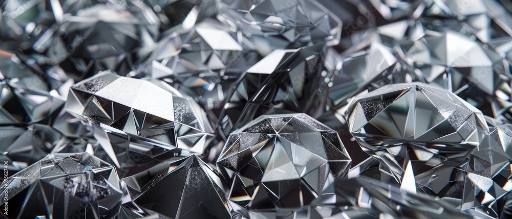 Panoramic close-up, high detail scan of geometric diamonds texture, Generative AI Panoramic close-up, high detail scan of geometric diamonds texture, Generative AI