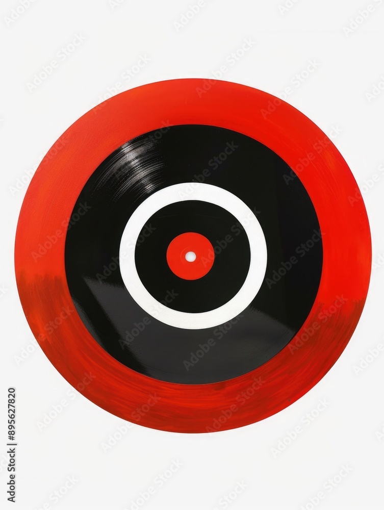 Red Vinyl Record Black White Design Red Vinyl Record Black White Design