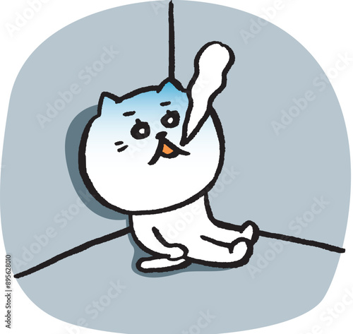 かわいい女子猫キャラの日常イラスト