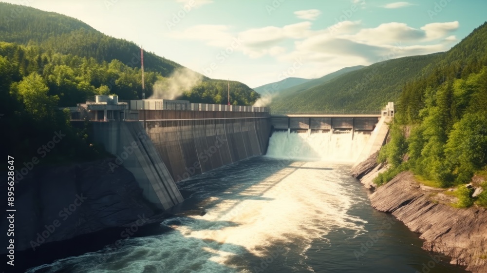 Hydroelectric Dam in Mountainous Landscape Hydroelectric Dam in Mountainous Landscape