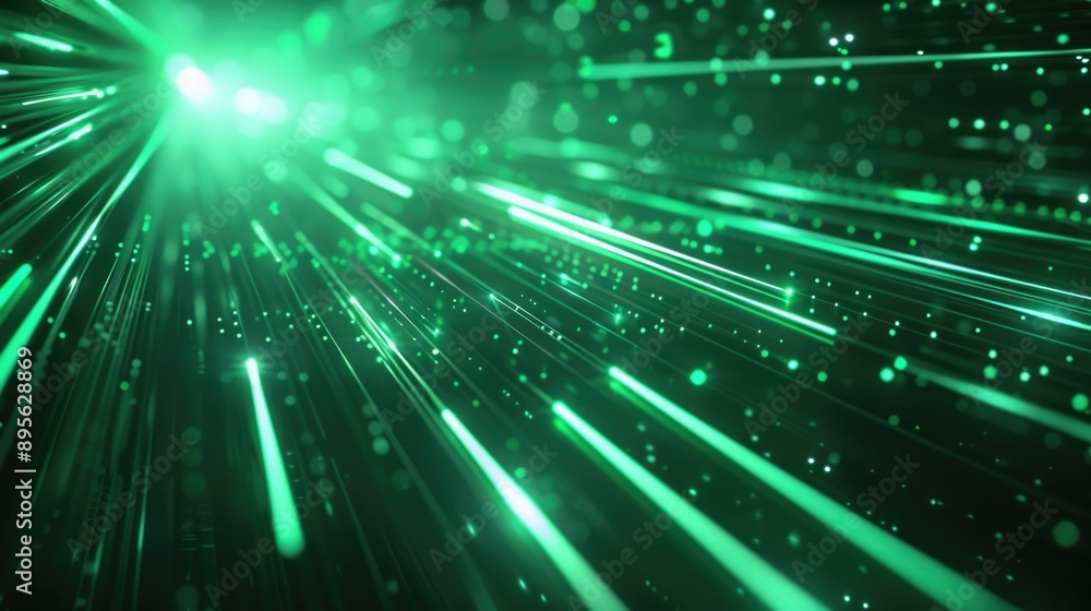 Naklejka premium Bright Green Light in Darkness