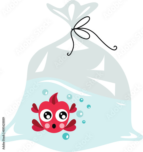 Red fish inside the plastic bag