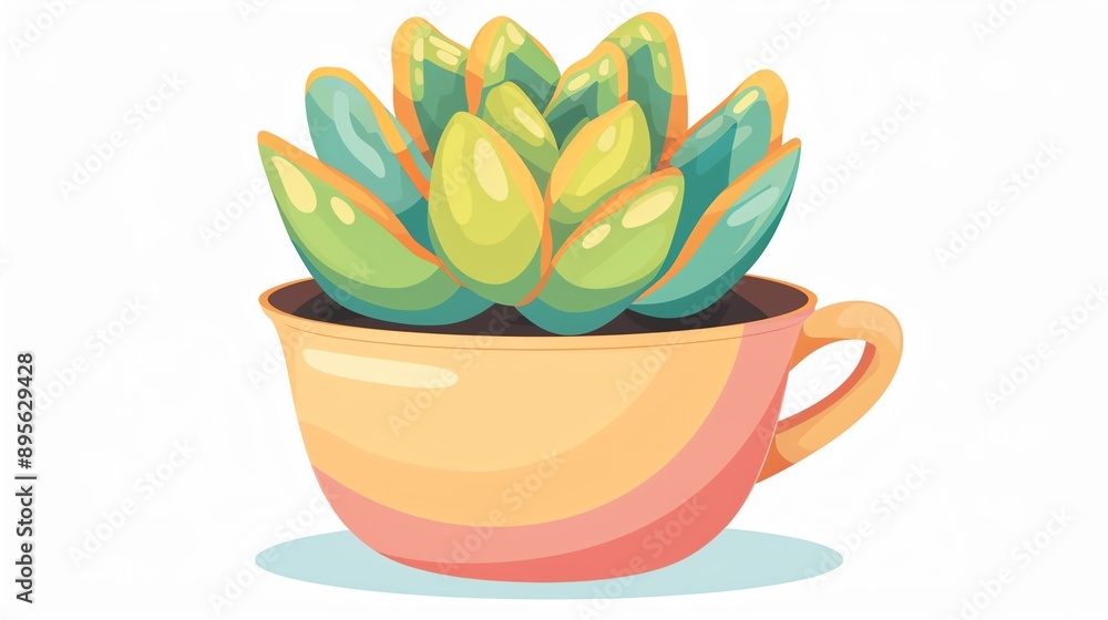 a clipart of a Succulent plant with colorful rosette leavesin a kawaii style, simplified to feature fewer elements for a cleaner look, Use a color palette that is appealing to children, a clipart of a Succulent plant with colorful rosette leavesin a kawaii style, simplified to feature fewer elements for a cleaner look, Use a color palette that is appealing to children,