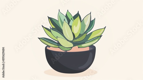 Create a vector clipart of a Succulent plant with colorful rosette leavesin a kawaii style, simplified to feature fewer elements for a cleaner look, Use a color palette that is appealing to children, photo