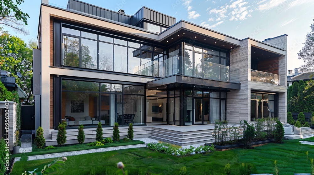 Upscale residence in an urban setting with contemporary facade. Upscale residence in an urban setting with contemporary facade.
