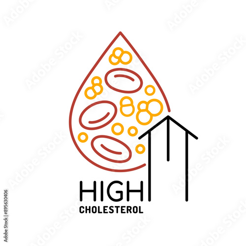 High cholesterol icon. Medical sign in outline style.