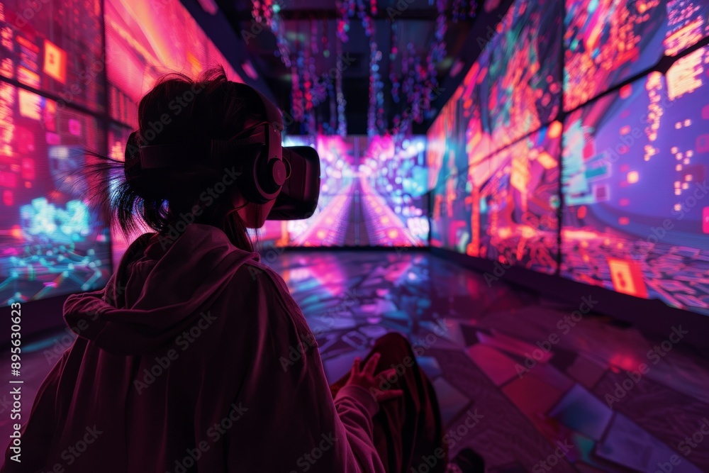 Virtual Reality Experience with Neon Lights. Virtual Reality Experience with Neon Lights.