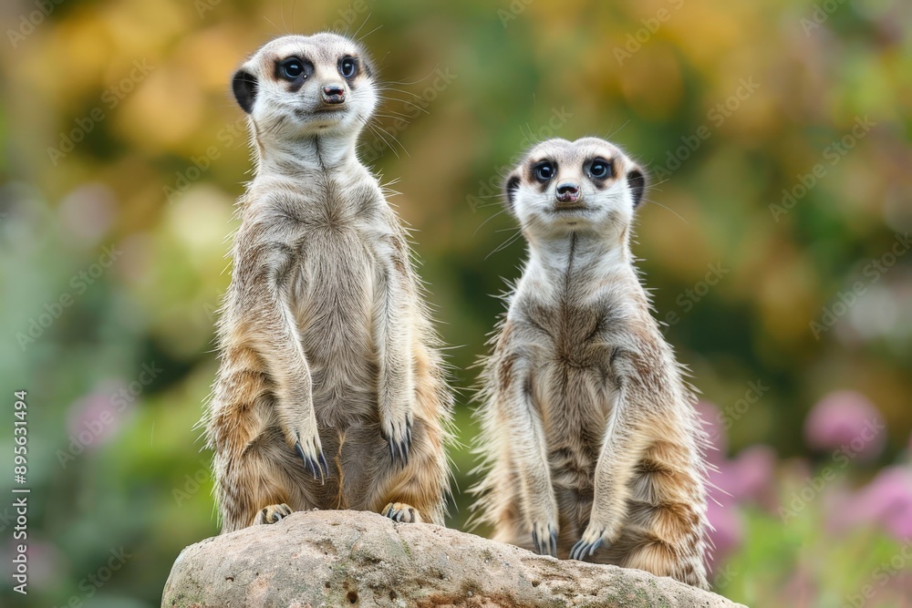 Fototapeta premium Two Meerkat Looking Up