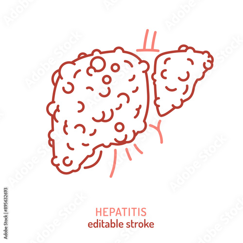 Hepatitis outline icon. Editable vector illustration isolated on white background