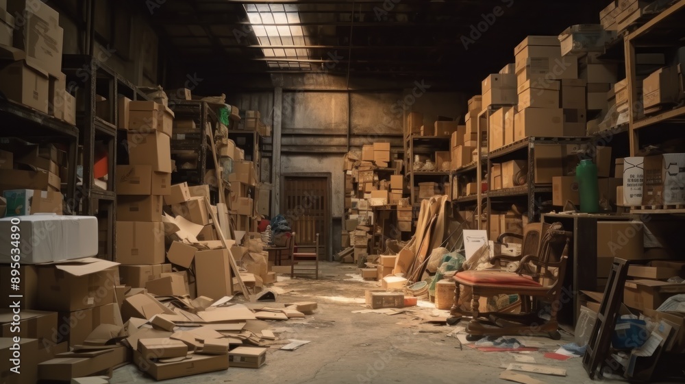 Obraz premium Cluttered Warehouse Interior