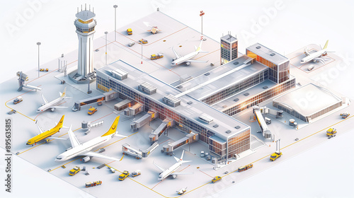 Virtual model of an airport, terminal, and entire service operations