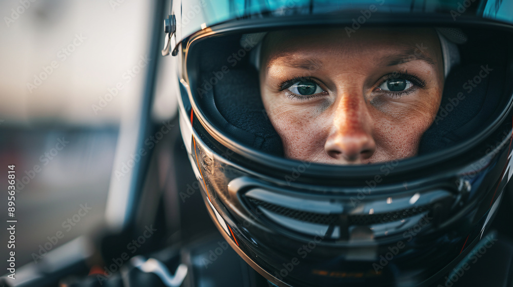 Close-up of racing driver wearing helmet Close-up of racing driver wearing helmet