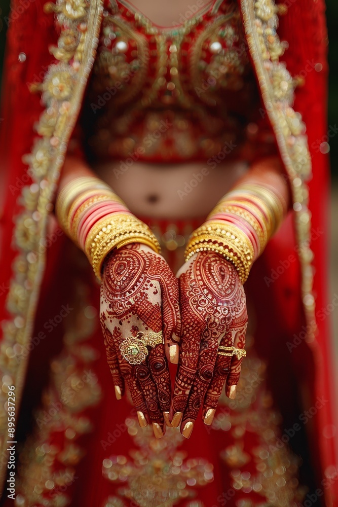Traditional indian bridal preparation in delhi red choora bangles, saree, henna, joyful ceremony Traditional indian bridal preparation in delhi red choora bangles, saree, henna, joyful ceremony