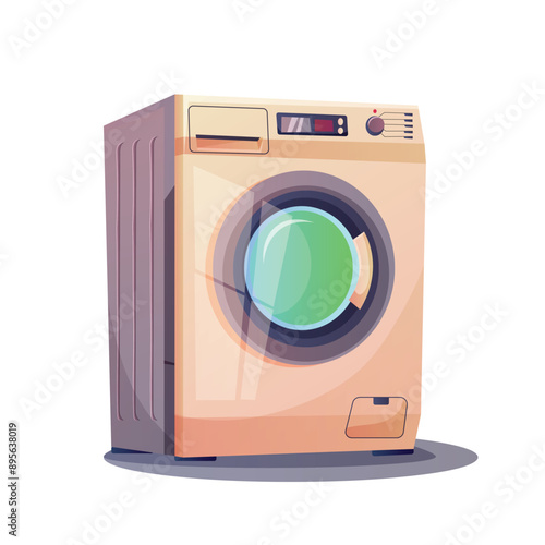 Washing Machine in cartoon vector style. A device for Washing things at home or in the laundry. Isolated illustration on white background.