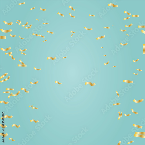 Golden flying confetti blue green celebration background