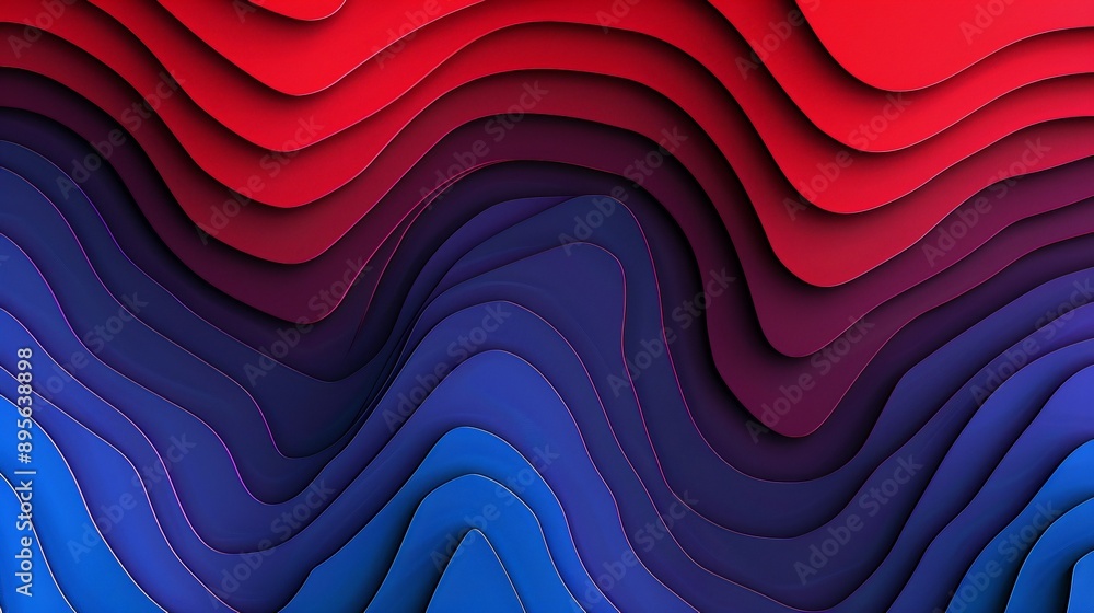 Curved 3D shapes, vibrant red and blue background, soft 3D texture, depth and shadows, lively and energetic effect. Curved 3D shapes, vibrant red and blue background, soft 3D texture, depth and shadows, lively and energetic effect.