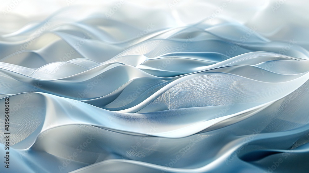 Layered wave 3D lines, serene blue and silver background, flowing patterns and soft shadows, tranquil effect, modern and calming composition. Layered wave 3D lines, serene blue and silver background, flowing patterns and soft shadows, tranquil effect, modern and calming composition.