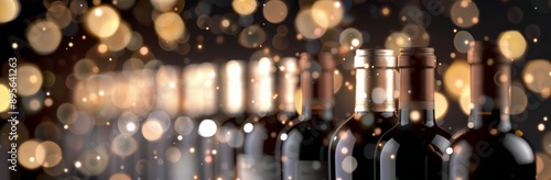 Row of Wine Bottles on Shelf