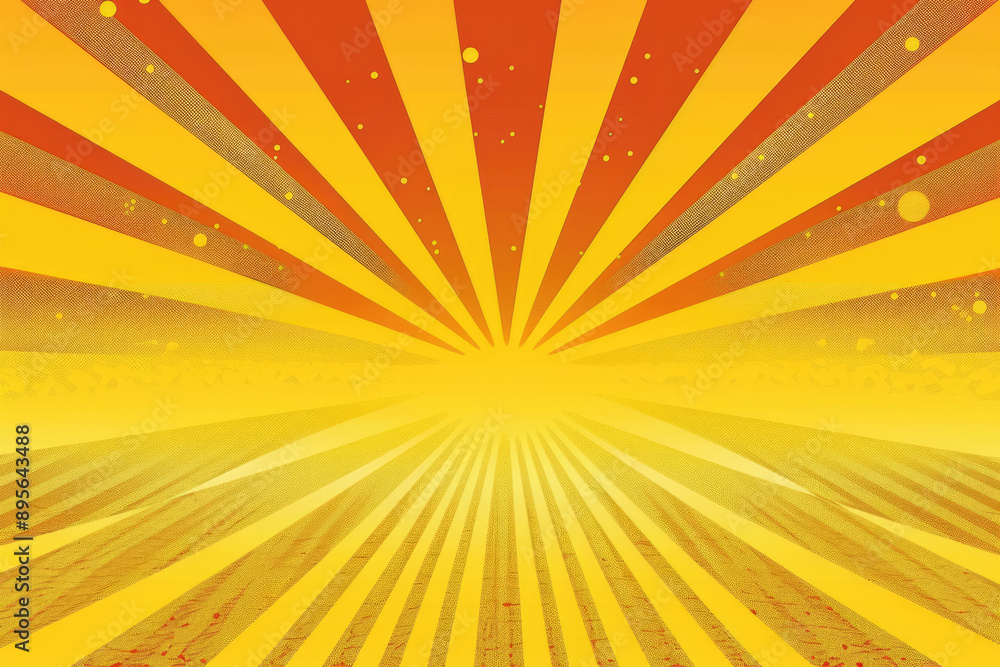 Obraz premium yellow background, rays emitting from bottom center in shades of yellow and orange