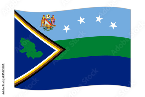 Waving flag of Delta Amacuro State, administrative division of Venezuela. Vector illustration. photo