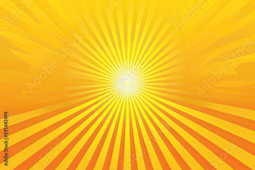 yellow background, rays emitting from bottom center in shades of yellow and orange