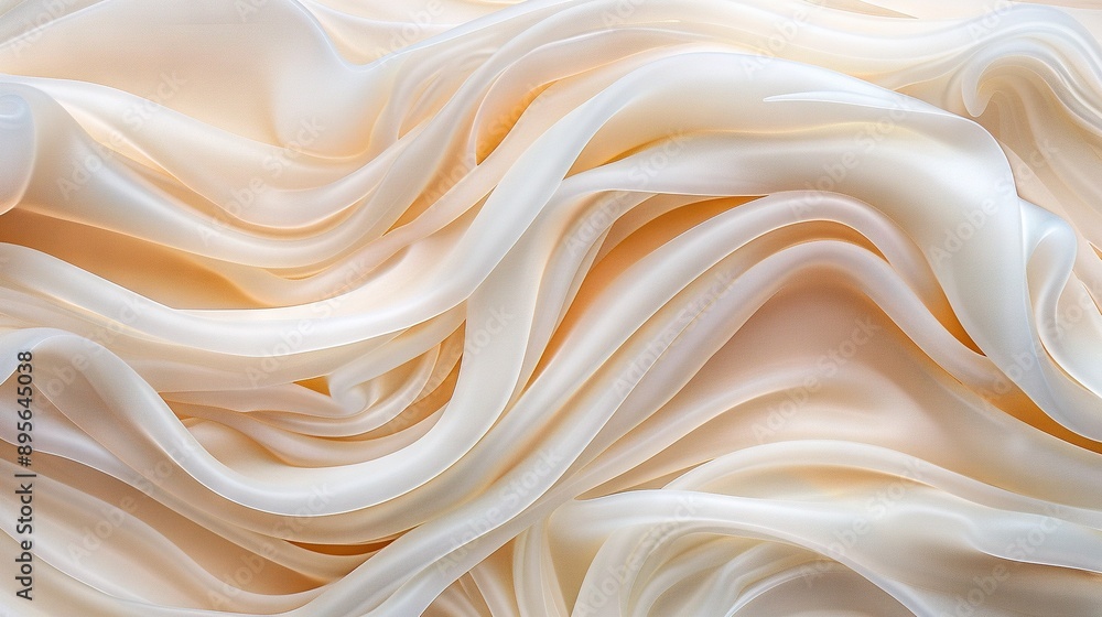 A close-up of a white cloth with a wavy design at the bottom and a white stripe on both sides A close-up of a white cloth with a wavy design at the bottom and a white stripe on both sides