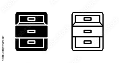 Filing cabinet with open door Vector Icon
