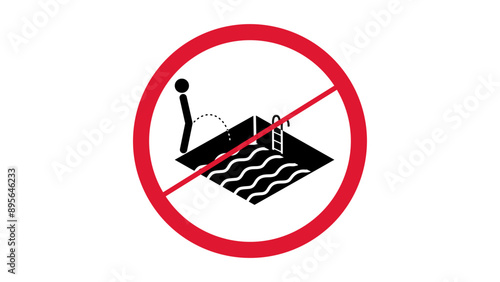 don't pee in the pool, black and red isolated silhouette