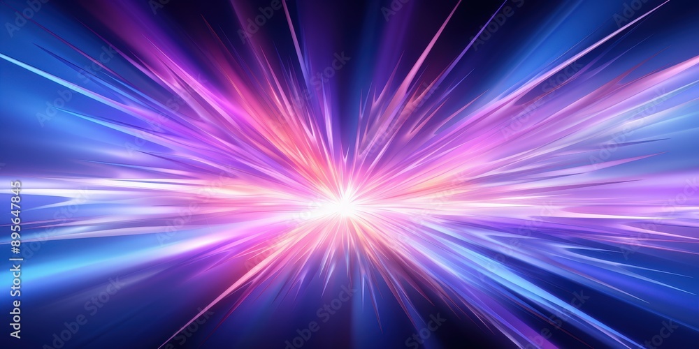 Abstract Light Burst, blue and purple neon light rays Abstract Light Burst, blue and purple neon light rays
