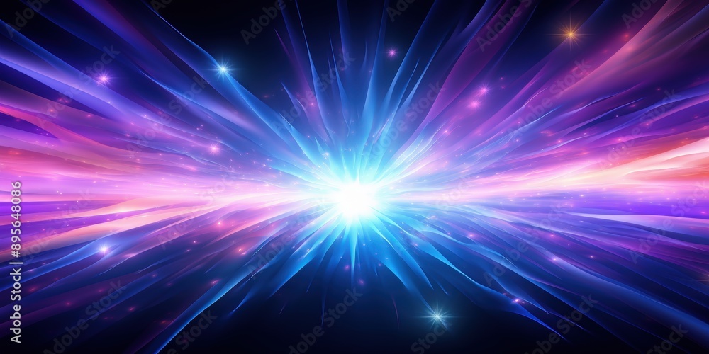 Abstract Cosmic Burst, blue and purple neon light rays Abstract Cosmic Burst, blue and purple neon light rays
