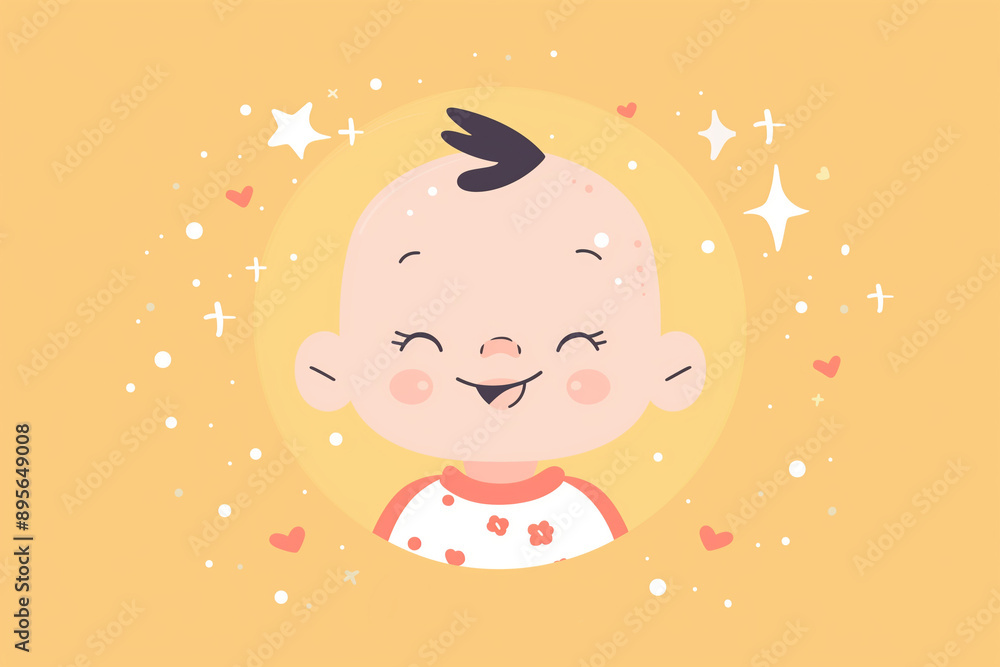 Cute smiling baby, modern simple flat design illustration Cute smiling baby, modern simple flat design illustration