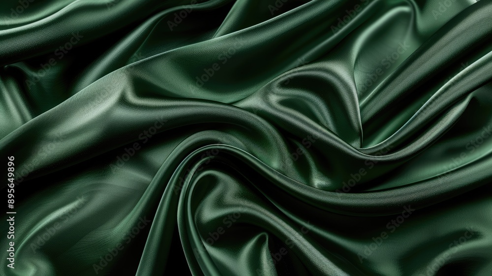 Dark green silk satin fabric with shiny surface and gentle folds, providing an elegant backdrop for Valentine, Christmas, or holiday designs Dark green silk satin fabric with shiny surface and gentle folds, providing an elegant backdrop for Valentine, Christmas, or holiday designs