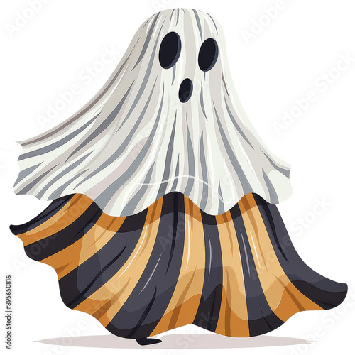 Colorful Cartoon Ghost Illustration for Halloween PNG Transparency. photo