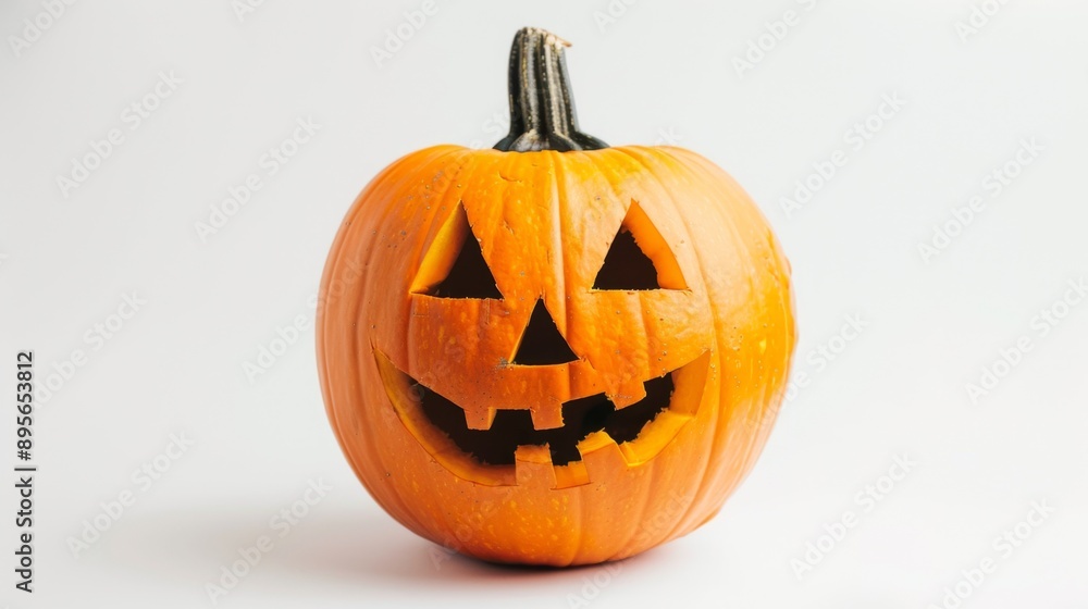cute Halloween pumpkin with a smile on white background cute Halloween pumpkin with a smile on white background