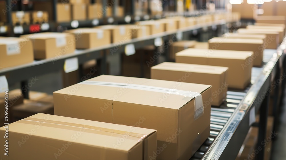 Packing Boxes in High-Tech Shipping Area Without People Packing Boxes in High-Tech Shipping Area Without People