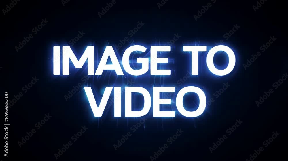 Glowing image to video text on dark background, digital conversion concept Glowing image to video text on dark background, digital conversion concept