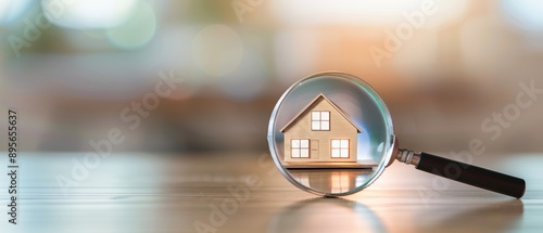 Magnifying glass examining a house, ideal for visuals related to the search for a new home