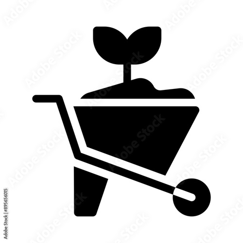 wheelbarrow glyph icon