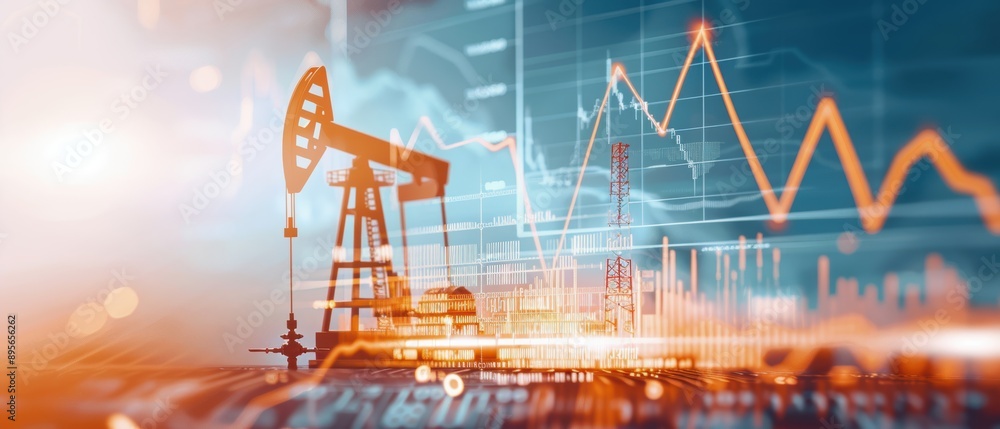 Falling stock market indices overlaid with images of oil rigs and gold mines, symbolizing the economic impact of the crisis in gold and oil prices Falling stock market indices overlaid with images of oil rigs and gold mines, symbolizing the economic impact of the crisis in gold and oil prices