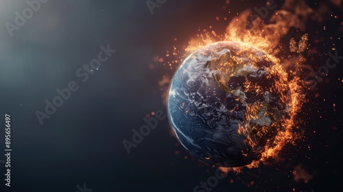 Wallpaper Mural Earth engulfed in flames representing rising temperatures, impactful digital art for a global warming awareness campaign poster Torontodigital.ca