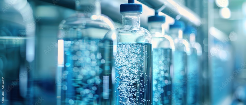 Close-up of the filtration process in a reverse osmosis unit, showcasing the advanced technology and pure water output Close-up of the filtration process in a reverse osmosis unit, showcasing the advanced technology and pure water output